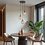 Lampe suspendue design noire avec verre ambré, 3 lumières - Lainas