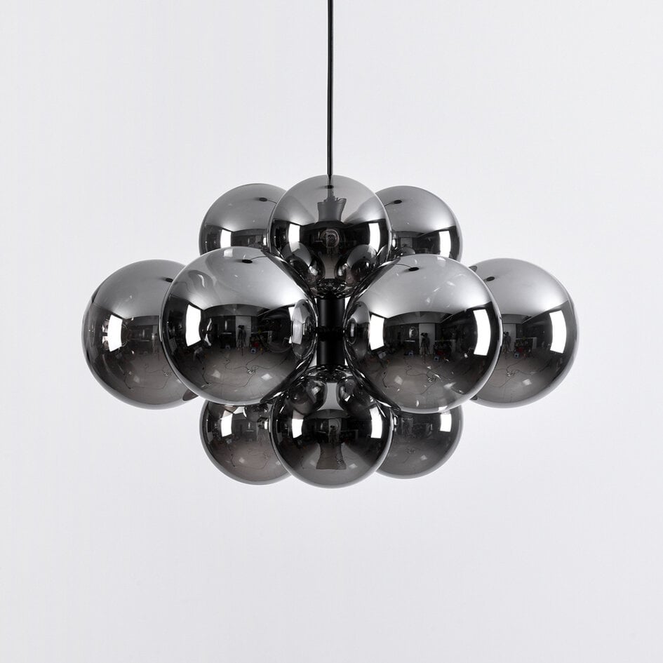 Suspension Decadi 12 lumières - noir et verre fumé