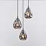 Lampe suspendue design noire avec verre fumé, 3 lumières - Lainas