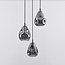 Lampe suspendue design noire avec verre fumé, 3 lumières - Lainas