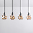 Suspension Faliste 4 lumières - noir et verre ambré