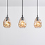 3-lichts hanglamp Faliste - zwart en amber glas
