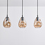Suspension Faliste 3 lumières - noir et verre ambré