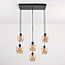 6-lichts hanglamp met amber glas - Arvada