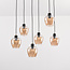 6-lichts hanglamp met amber glas - Arvada
