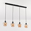 4-lichts hanglamp Sanford - amber glas