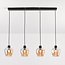 4-lichts hanglamp Sanford - amber glas