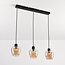 3-lichts hanglamp met amber glas - Vegas
