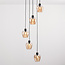 5-lichts hanglamp Glendale - amber glas