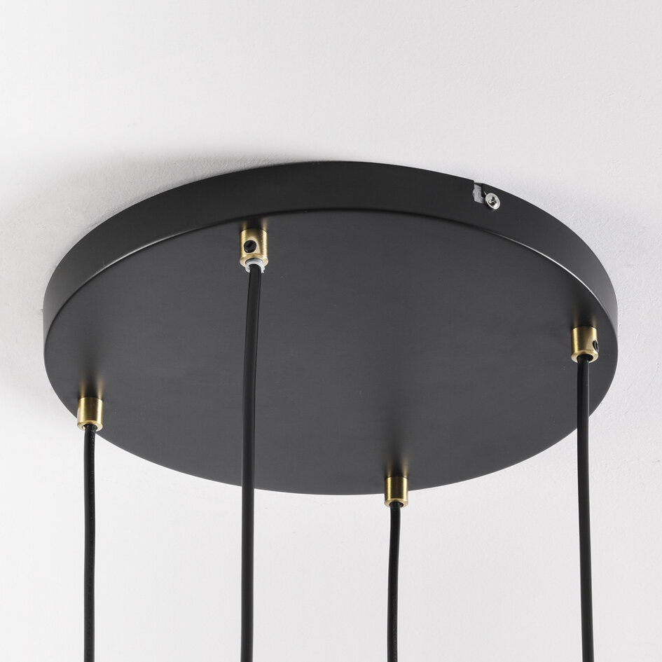 4-lichts hanglamp met amber glas - Raleigh