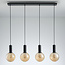 4-lichts zwarte hanglamp met amber glas - Anglia