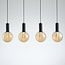 4-lichts hanglamp Anglia - zwart en amber glas