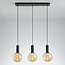 Lampe suspendue à 3 lumières noire avec verre ambré - Anglina