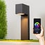 Slimme staande buitenlamp Simone met vierkante kop - 30 cm zwart met 4,9W Wifi LED lamp en Tuya Smart app