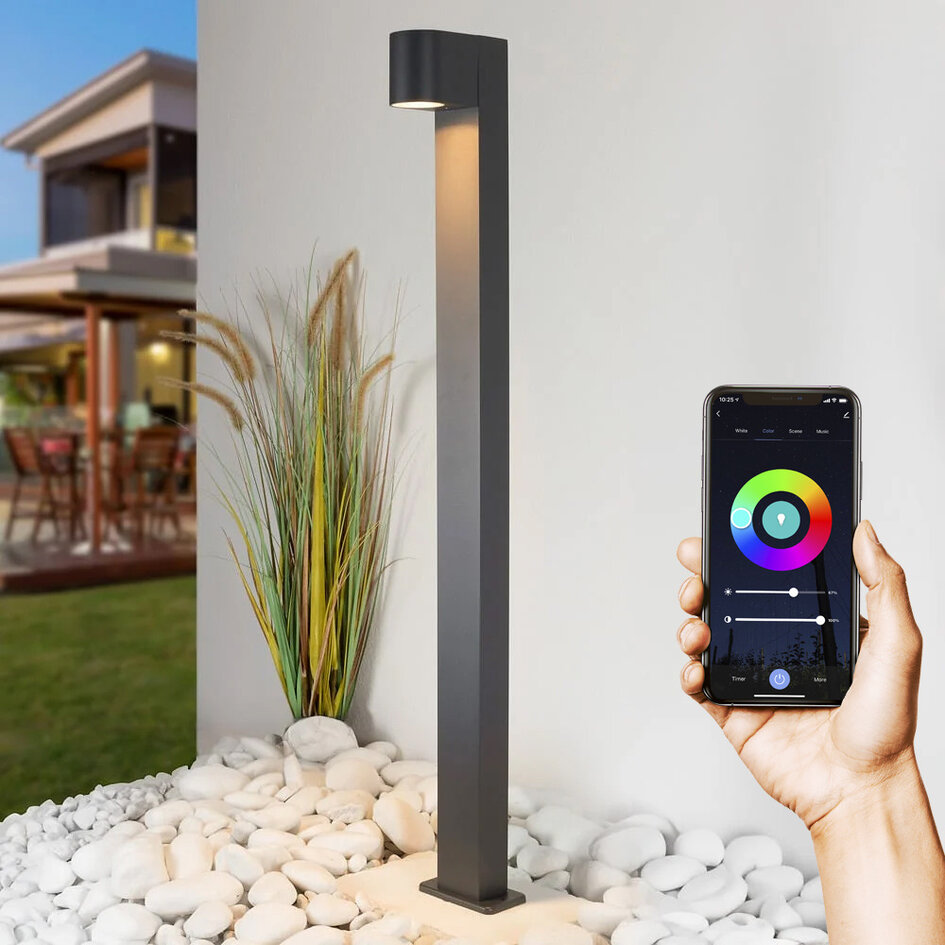 Lampadaire intelligent anthracite 100 cm avec ampoule LED Wifi 4,9W - Simone