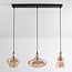 Suspension Maracas 3 lumières - noir et verre ambré