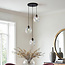 Lampe suspendue design Fajah noir avec verre nacré de forme organique, 3 lumières