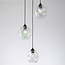 Lampe suspendue design Fajah noir avec verre nacré de forme organique, 3 lumières