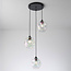 Suspension Fajah 3 lumières - noir et verre nacré