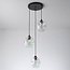 Suspension Fajah 3 lumières - noir et verre nacré