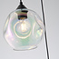 Lampe suspendue design Fajah noir avec verre nacré de forme organique, 3 lumières