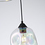 Lampe suspendue design Fajah noir avec verre nacré de forme organique, 3 lumières