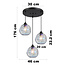 Lampe suspendue design Fajah noir avec verre nacré de forme organique, 3 lumières