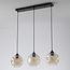3-lichts hanglamp Fayen - zwart en cognac glas