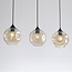 Lampe suspendue moderne à 3 lumières Fayen noir avec verre cognac de forme organique