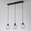 Suspension Fayen 3 lumières - noir et verre nacré