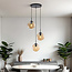 Suspension Eflin 3 lumières - noir et verre ambré