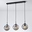 Lampe suspendue moderne noire avec verre fumé ondulé 3D, 3 lumières - Carice