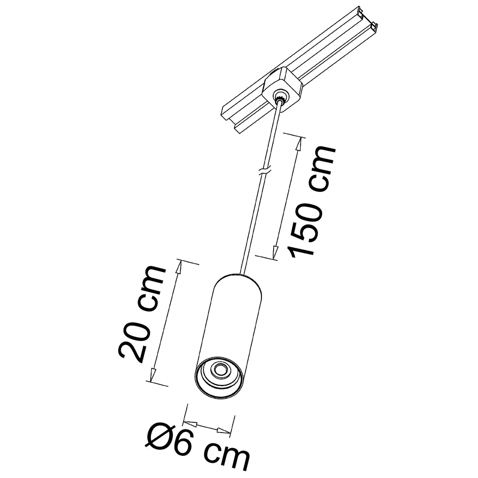 Suspension en tube doré pour rail monophasé - Simon