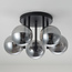 Eigentijdse plafondlamp Amora zwart met smoke glas, 5-lichts