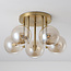 Plafonnier moderne Amora en laiton et verre cognac, 5 lumières