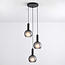 Suspension moderne en verre mat gris, 3 lumières - Brinati