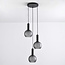 3-lichts hanglamp Brinati - grijs matglas