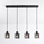Suspension Palaio 4 lumières - noir et verre fumé