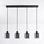 Suspension Palaio 4 lumières - noir et verre fumé
