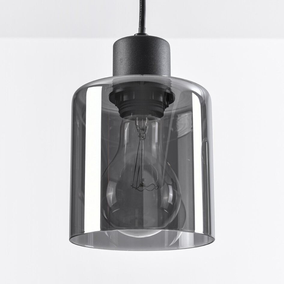 Suspension Palaio 4 lumières - noir et verre fumé
