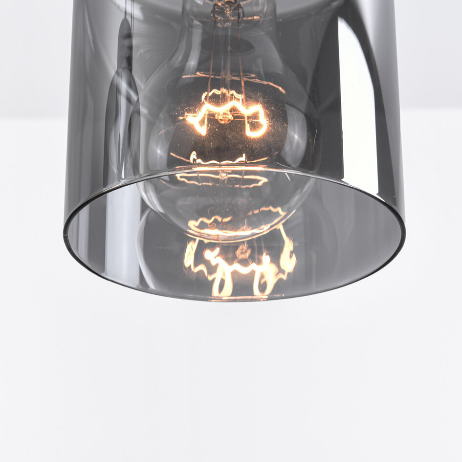 Suspension moderne noire avec verre fumé, 4 lumières - Palaio