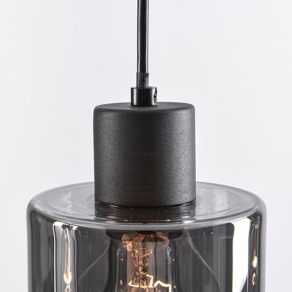 Suspension Palaio 4 lumières - noir et verre fumé
