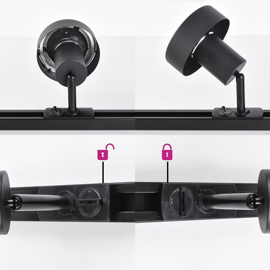 Système moderne de rails monophasés de 1,5 mètre avec spots Joel - plafonnier