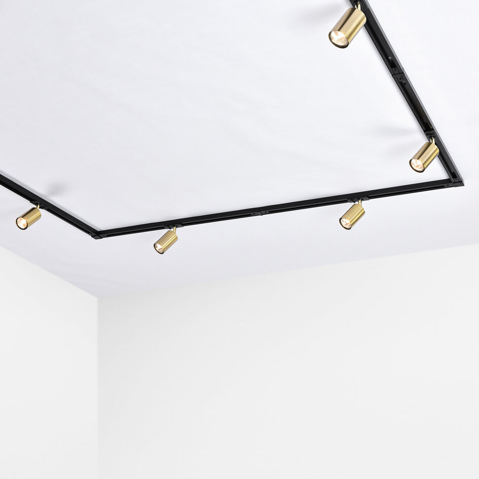 Modern 1-fase railsysteem van 1,5 meter met gouden Mels spots - plafondlamp