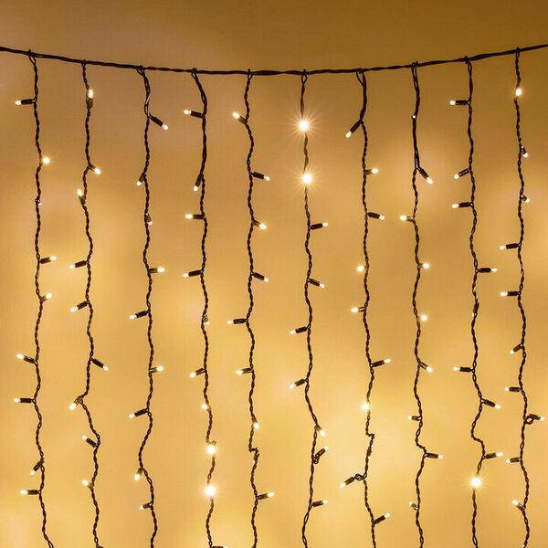 Rideau lumineux noir reliable | à partir de 2 mètres | 300 LEDs | 2200K blanc extra chaud | caoutchouc