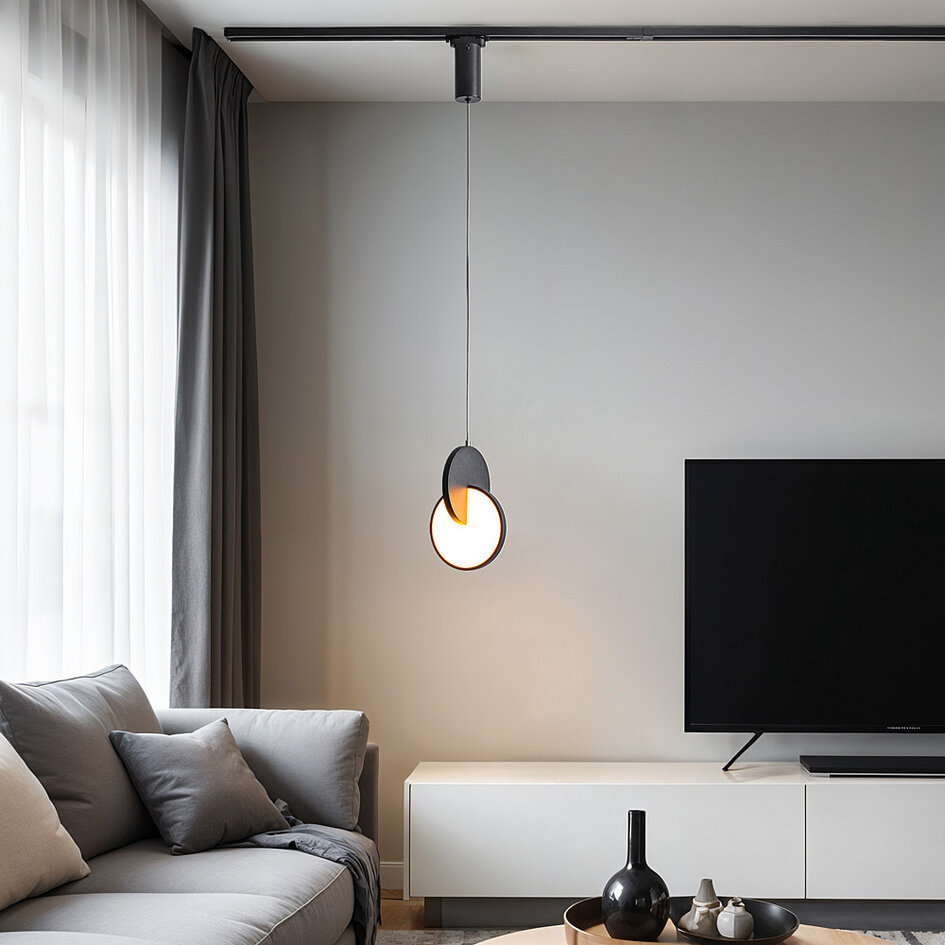 Spot sur rail 7W monophasé Omri avec LEDs dimmables - noir