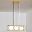 Lampe suspendue avec cadre carré doré et verre blanc laiteux, 3 lumières - Gabia