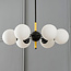 Design hanglamp Callie zwart met melkwit glas, 6-lichts