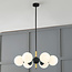 Design hanglamp Callie zwart met melkwit glas, 6-lichts