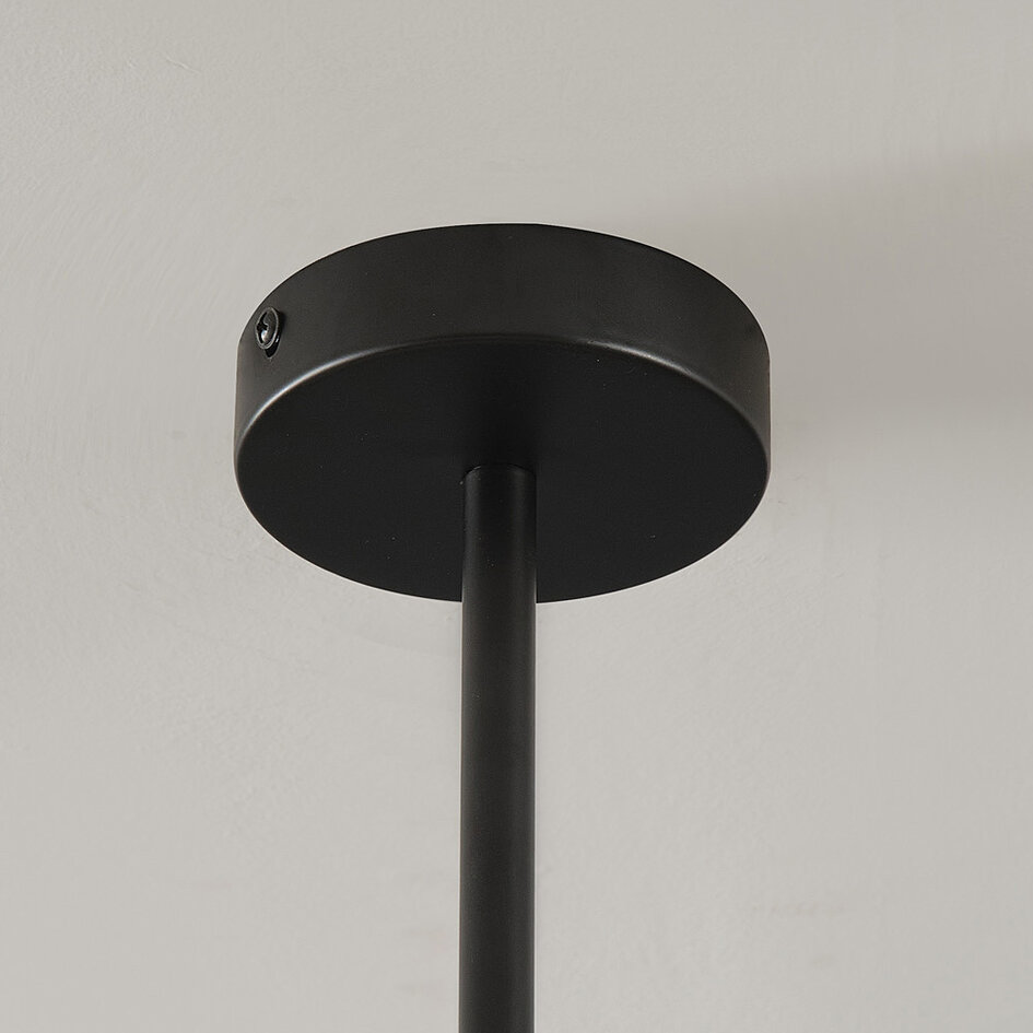 Design hanglamp Callie zwart met melkwit glas, 6-lichts